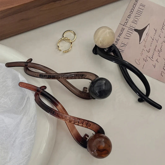 Set of vintage brown bead twist clips (mixed bead colors)